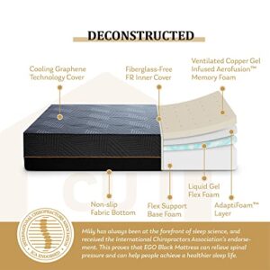 EGOHOME 14 Inch Queen Memory Foam Mattress for Back Pain, Cooling Gel Bed in a Box, Made in USA, CertiPUR-US Certified, Therapeutic Medium Mattress, 60”x80”x14”, Black