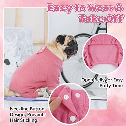 Kuoser Dog Pajamas Thermal Dog Onesie, Stretchable 4-Legs Design Doggie Clothes, Breathable Puppy Jumpsuits Cat Apparel, Hair Shedding Cover for Small Medium Dogs