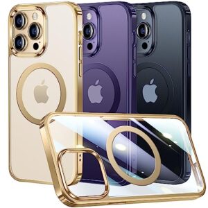 alphex official color match for iphone 14 pro case, compatible with magsafe, 8ft military grade shockproof matte slim phone cover women men 6.1 inch, gold
