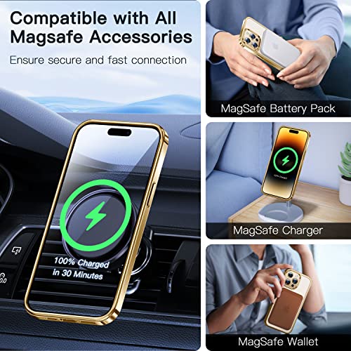 Alphex Official Color Match for iPhone 14 Pro Case, Compatible with MagSafe, 8FT Military Grade Shockproof Matte Slim Phone Cover Women Men 6.1 inch, Gold