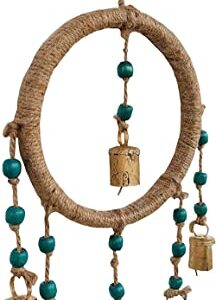 FIKIMOS Jute Handmade Crafted Home Decoration Hanging Beads Cow Bell Hanging Door Ornaments Wall décor