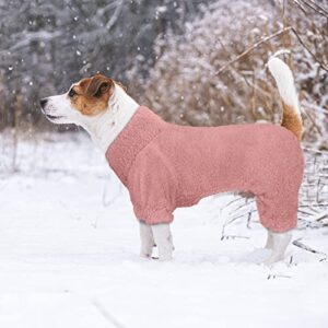 Fuzzy Dog Pajamas Turtleneck Dog Clothes Warm Soft Cozy Lightweight Dog Pjs Dog Sweaters for Large Dogs(Pink-L)