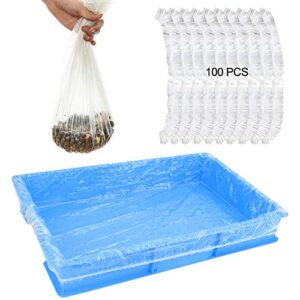 fhiny 13.8'' x 9.9'' disposable guinea pig cage liner, 100 pcs plastic rabbit tray liner leak proof small animal litter pan bags universal hamster cage toilet film for bunny chinchilla hedgehog bird