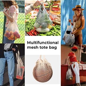 FEICHANGHAO 5 Pack Reusable Produce Bags - 100% Cotton Net Tote Bags, Premium Mesh Grocery Bags, Fruit And Vegetable Bags