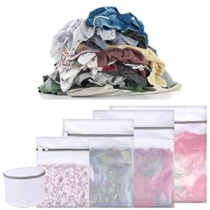Durable Mesh Laundry Bags for Delicates Wash Bag for Lingerie Clothes Jeans Bath Towel Sock Travel Organization Bag (5 Set(S+M+L+XL+Bra bag))