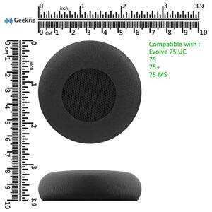 Geekria QuickFit Replacement Ear Pads for Jabra Evolve 75 UC, Evolve 75, Evolve 75+, Evolve 75 MS Headphones Ear Cushions, Headset Earpads, Ear Cups Cover Repair Parts (Black)