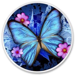 multi-function cellphone foldable finger grip holder for smartphone and tablets - butterfly flower purple blue