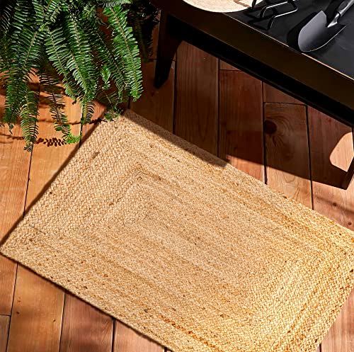 Rug 2x3',Rag Rugs,Jute Rug,Braided Rug,2x3 Rug,Jute Rugs,Jute Handloom Rug 2x3', Farmhouse Area Rugs, Natural Braided Doormat for Kitchen Entryway Pets Playing Rugs - Natural