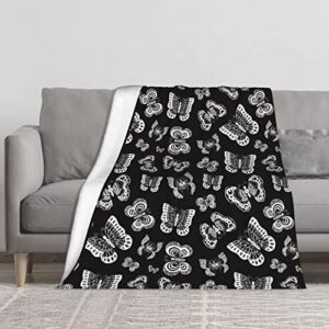 yeahspace butterfly blanket black white 50 x 60 inches flannel throw for bed sofa couch travel camp -elegant beautiful black white butterfly