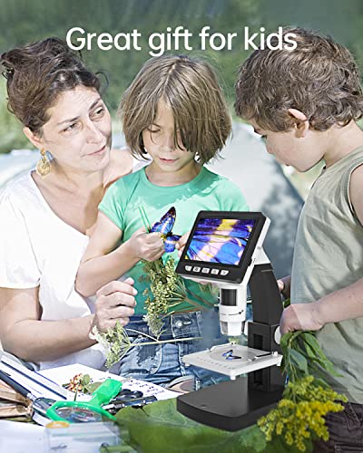 LCD Dgital Microscope, Ankylin 4.3" Coin Microscope 50X-1000X, USB Digital Microscope with 8 LED Fill Lights, 32G SD Card, Electronic Microscope Compatible with Mac/Windows