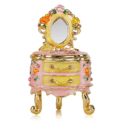 SEVENBEES Small Fairy Dresser Jewelry Boxes Pink Girls Dresser Figurines Collectibles Trinket Box Hinged for Women