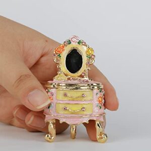 SEVENBEES Small Fairy Dresser Jewelry Boxes Pink Girls Dresser Figurines Collectibles Trinket Box Hinged for Women