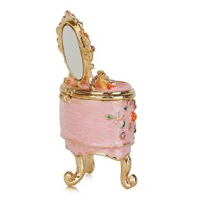 SEVENBEES Small Fairy Dresser Jewelry Boxes Pink Girls Dresser Figurines Collectibles Trinket Box Hinged for Women