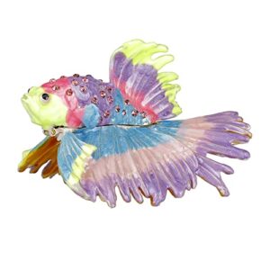 sevenbees tropical fish figurines collectibles jewelry boxes hinged trinket box for women