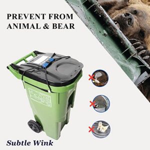 2 pack Bear Proof Trash Can Lock fits for 30 - 50 Gallon Bins with 4 Rubber bands | Heavy-Duty Adjustable Trash Can Lid Lock | Garbage can lock for animals, Dogs, Raccoons (trash can not include)