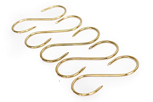 Pack of 5 Unlacquered Brass S Hooks