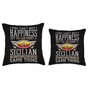 99 Gifts Sicily T-Shirt & Jersey Sicily Flag Proud Sicilians Men & Women Throw Pillow, 18x18, Multicolor