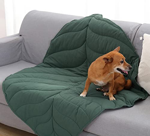 Leaf Shaped Cotton Dog Blankets for Small Medium Large Dogs, 56.3''x42.1'' Pet Mat for Dog Bed, Machine Washable Christmas Puppy Blanket for Couch Protection, Soft Throw Pad for Car