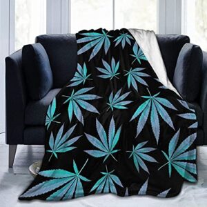 dicitnet blue leaves weed blanket throw blanket lightweight microfiber blankets for bed couch sofa blanket quilt 80"x60"