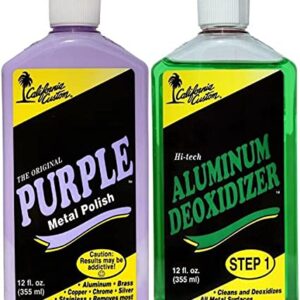 CALIFORNIA CUSTOM Products – Purple Metal Polish + Aluminum Deoxidizer Kit, No Silicone, Body Shop Safe, Great for Aluminum, Brass, Copper, Chrome, Silver, Stainless and Gold, Made in The USA