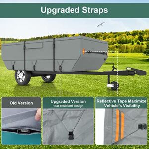 Tuszom Heavy Duty 6 Layers Pop-up Folding Camper Trailer Cover Fits 10' - 12'L, Upgraded Windproof RV Cover with Upgraded 5+2 PCS Straps, Waterproof All Season Protection for Motorhome
