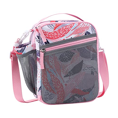 Insulated Lunch Box for School and Work, Expandable Lunch Bag, Thermal Reusable Small Lunch Cooler Tote Bag for Kids, Boys, Girls, Men, Women (Tropical Flowers)