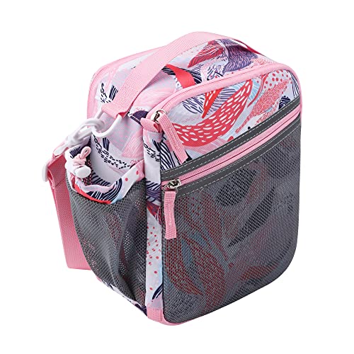 Insulated Lunch Box for School and Work, Expandable Lunch Bag, Thermal Reusable Small Lunch Cooler Tote Bag for Kids, Boys, Girls, Men, Women (Tropical Flowers)