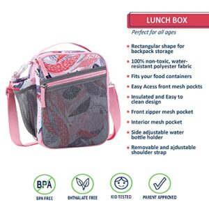 Insulated Lunch Box for School and Work, Expandable Lunch Bag, Thermal Reusable Small Lunch Cooler Tote Bag for Kids, Boys, Girls, Men, Women (Tropical Flowers)
