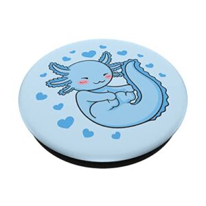 Cute Blue Axolotl Kawaii Axolotls PopSockets Swappable PopGrip