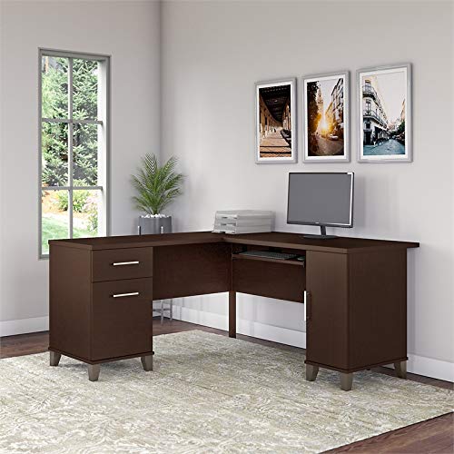 Bush Furniture UrbanPro Transitional Home Office 60W L Desk in Mocha Cherry