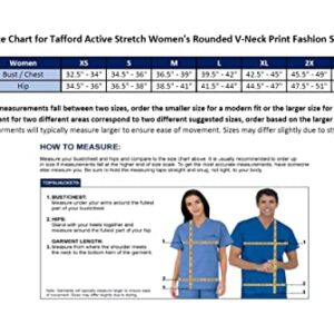 Tafford Active Stretch Women's Elegant Paisley Navy Print Scrub Top – Rounded V-Neck Medical Scrub Top (3X-Large)