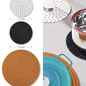 Trivet Hot Pot Holders Pads: Humbson 5 Pcs Trivets for Hot Dishes - Hot Pot Holder - Cotton Woven Hot Mat - Pot Coasters for Kitchen - 1 Pcs 11.8 inches - 4 Pcs 7 inches