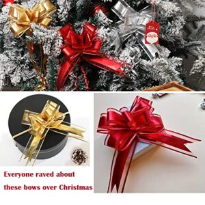 ADARRO 24PCS Christmas Pull Bows for Gift Wrapping with Ribbon for Presents, Florist, Bouquet, Basket Wrap Decoration, Christmas Bows Small（1.18”Wide）12PCS, Large（1.97”Wide）12PCS