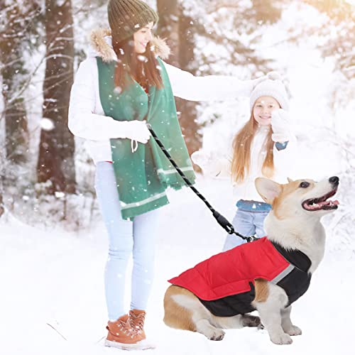 Dog Winter Coat Dog Jacket for Small Medium Dogs Cold Weather Coats Dog Snowsuit with D-Rings and Dog Leash Reflective Dog Cat Clothes Vest Waterproof Windproof Warm Pet Dog Puffer Jacket Coats Red L