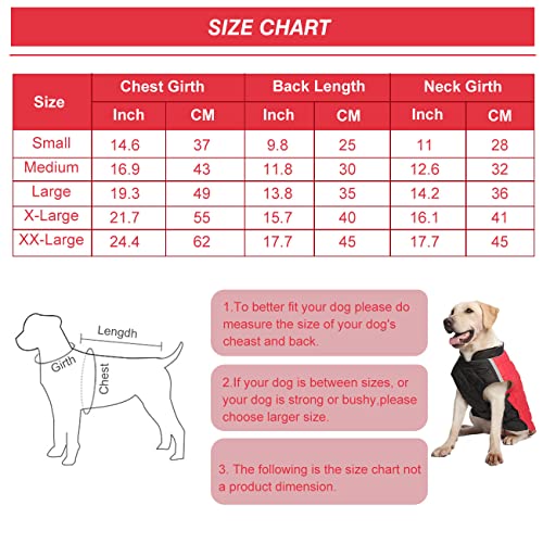 Dog Winter Coat Dog Jacket for Small Medium Dogs Cold Weather Coats Dog Snowsuit with D-Rings and Dog Leash Reflective Dog Cat Clothes Vest Waterproof Windproof Warm Pet Dog Puffer Jacket Coats Red L