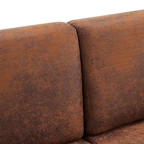 Loveseat Sofa Couch,Hot Stamping Cloth 2-Seater Surrounding Sofa Chair with 2 Waist Pillows for Reading (Brown)