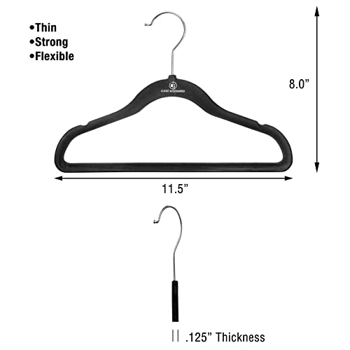 Kids Velvet Hangers, Sturdy and Space Saving Hangers. Black. 50 Pack