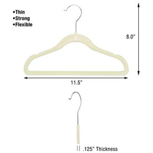 Closet Accessories Kids Velvet Hangers, Sturdy and Space Saving Hangers. Ivory. 50 Pack