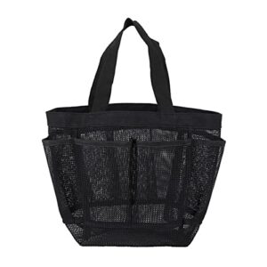 wsklinft shower caddy strong load-bearing quick dry thickened beach bag mesh shower caddy with 8 pockets household products black