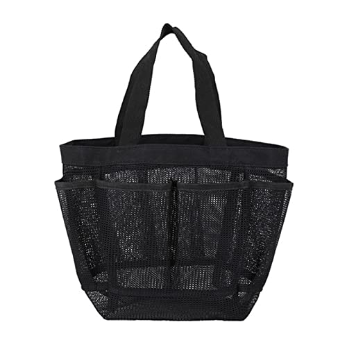 WskLinft Shower Caddy Strong Load-Bearing Quick Dry Thickened Beach Bag Mesh Shower Caddy with 8 Pockets Household Products Black