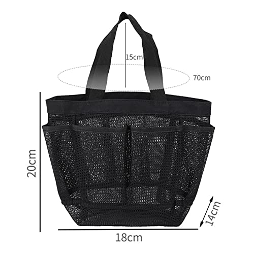 WskLinft Shower Caddy Strong Load-Bearing Quick Dry Thickened Beach Bag Mesh Shower Caddy with 8 Pockets Household Products Black