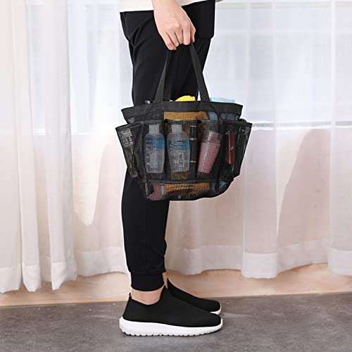 WskLinft Shower Caddy Strong Load-Bearing Quick Dry Thickened Beach Bag Mesh Shower Caddy with 8 Pockets Household Products Black