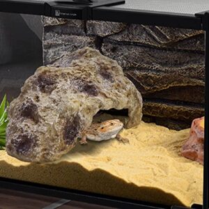 Hamiledyi Reptile Resin Hide Cave Lizard Simulated Rock Hides Bearded Dragon Habitat Hideout Decor for Snake Gecko Turtle Hermit Crab Chameleon Shelter Decoration (M)