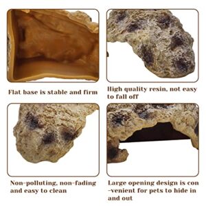 Hamiledyi Reptile Resin Hide Cave Lizard Simulated Rock Hides Bearded Dragon Habitat Hideout Decor for Snake Gecko Turtle Hermit Crab Chameleon Shelter Decoration (M)