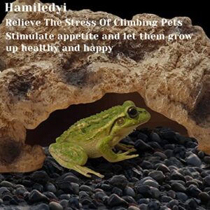 Hamiledyi Reptile Resin Hide Cave Lizard Simulated Rock Hides Bearded Dragon Habitat Hideout Decor for Snake Gecko Turtle Hermit Crab Chameleon Shelter Decoration (M)