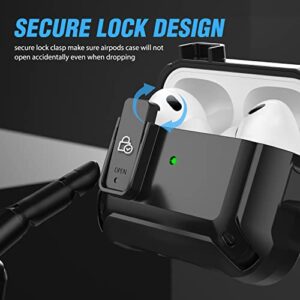 Valkit Compatible Airpods Pro 2nd/1st Generation Case Cover with Lock, Military AirPod Pro 2 Case with Keychain & Lanyard Cool Shockproof Protective Case for AirPod Pro 2nd/1st Gen(2023/2022/2019)