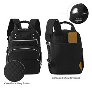 Wesugeyo Insulated Lunch Backpack Bag for Women Men, Multi Compartment Lunch Backpack Reusable Adults Lunch Cooler Box with Side Pockets Concealed Shoulder Strap for Picnic Work Camping Hiking (Black)