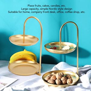 2 Tiered Large Capacity Fruit Tray, Strong Environmentally Friendly Nordic Style Gold Metal Tray, Simple Stylish Snack Tray place Fruits Cakes Candies