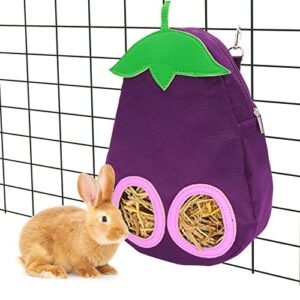 guinea pig hay feeder, rabbit hay feeder bag with zipper closure for bunny chinchilla small animals, large capacity less waste, reduce mess and no odor (purple)