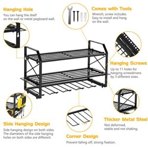 Samyoung Power Tool Organizer Wall Mount with 5 Drill Slots Drill Rack Heavy Duty Floating Tool Shelf Power Tool Organizer Power Tool Holder for Handheld & Cordless Drill Tools | 5 Holders